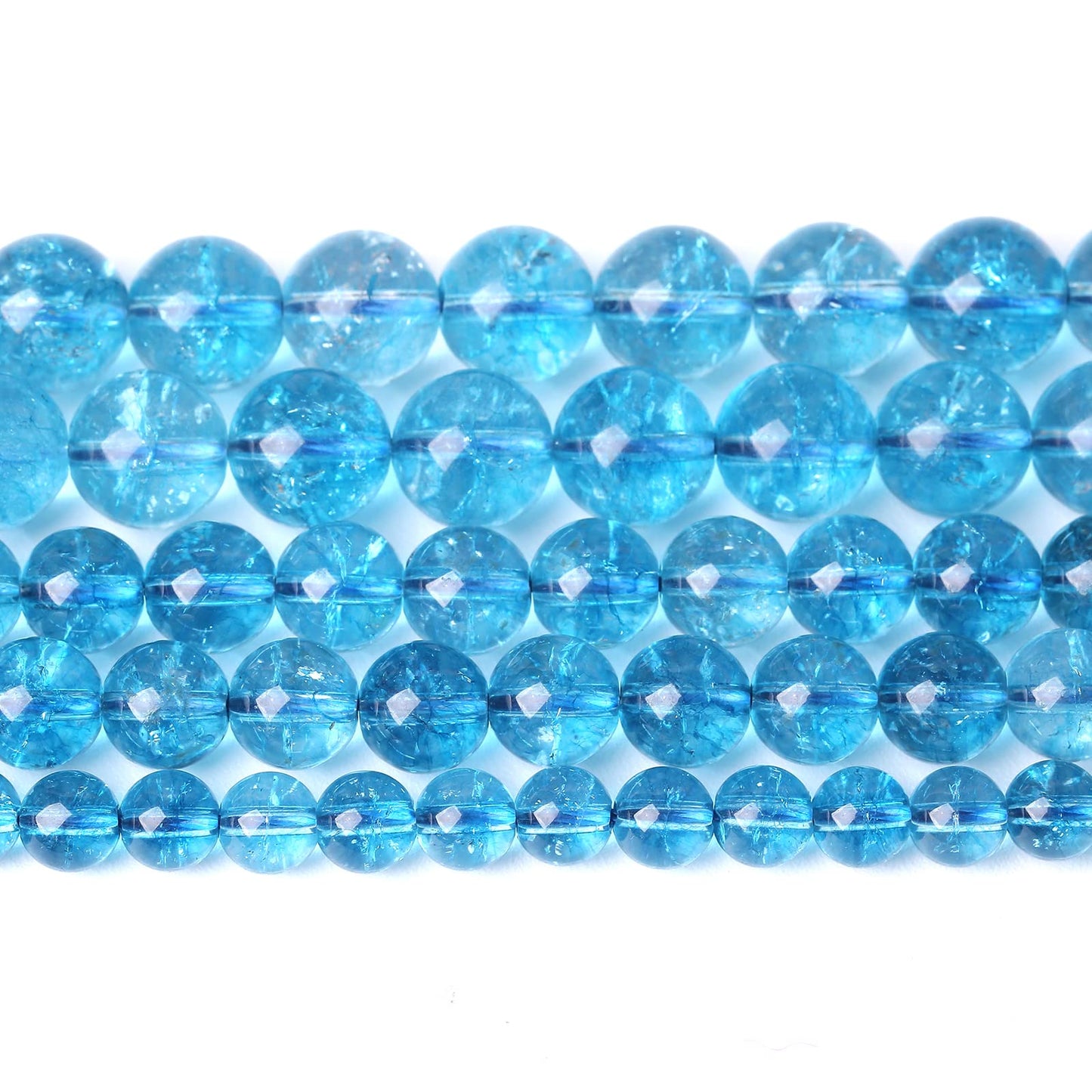 8mm 45PCS Blue Crystal Crackle Quartz Stone Spacer Round Loose Beads for Jewelry Making DIY Bracelet 15 inches Strand