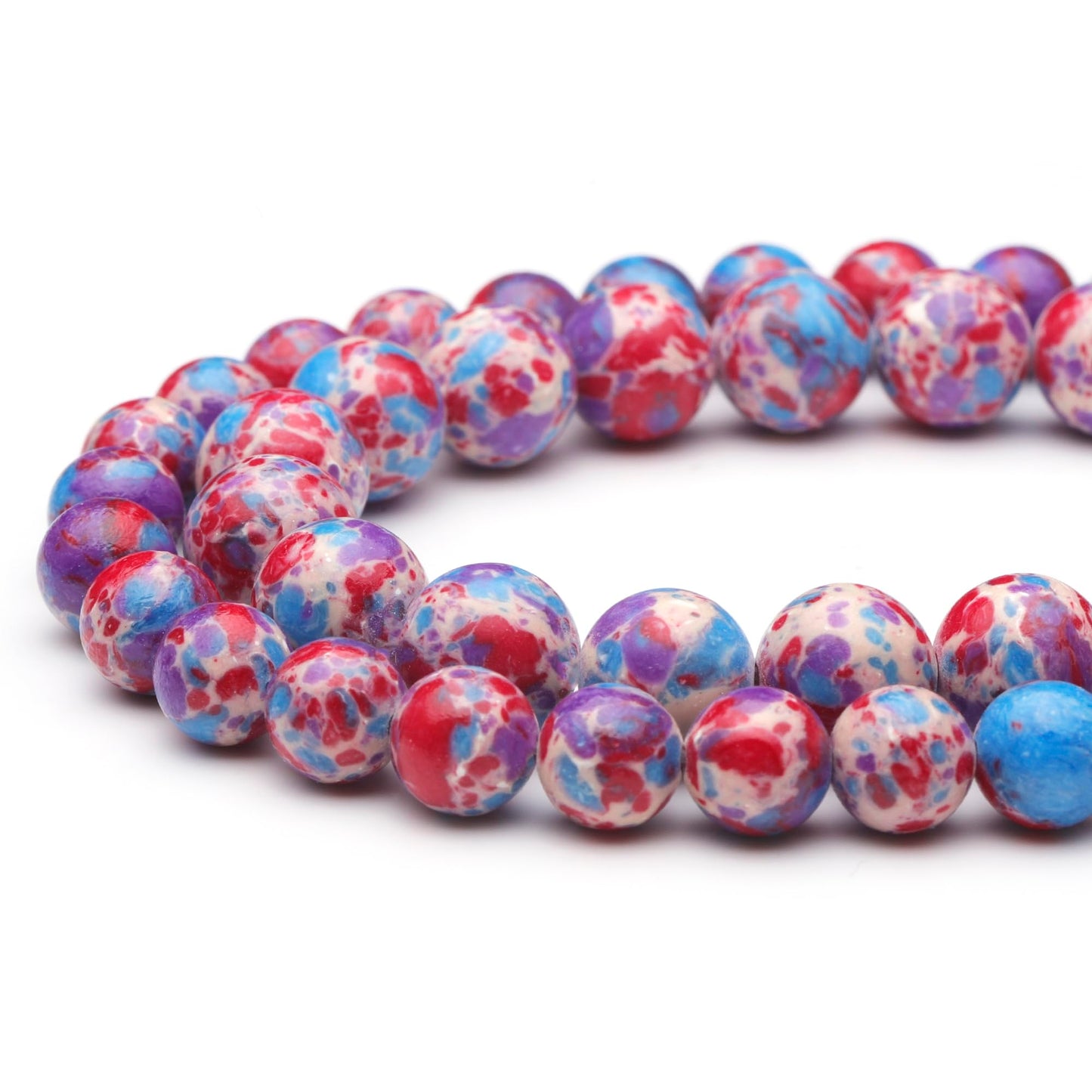 Youngbling Natural Gemstone Beads for Jewelry Making,8mm Blue-Purple Imperial Jasper Polished Round Smooth Stone Beads for Bracelet Necklace 15 Inch