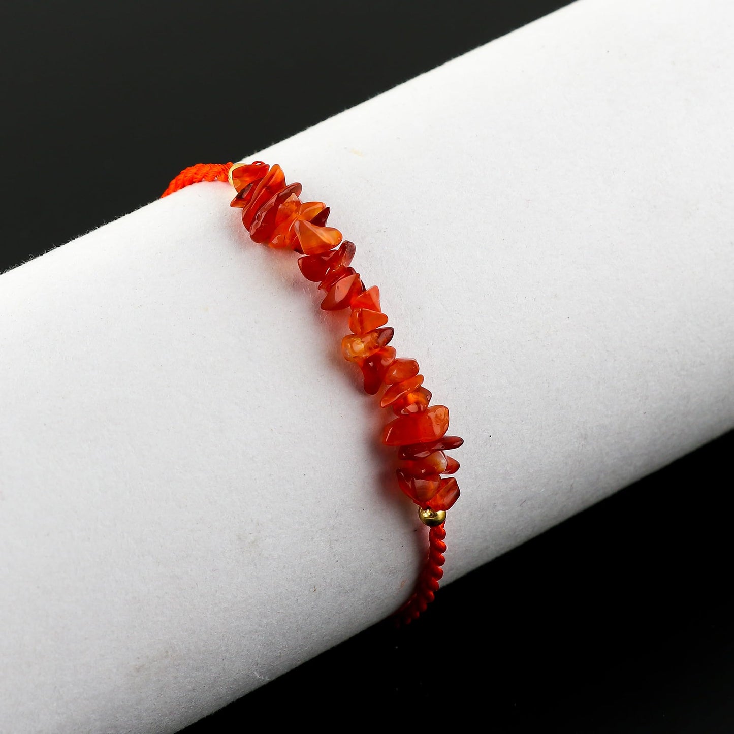 TGH Natural Carnelian Chips Braided Bracelet Spritual Healing Unisex Bracelet December Birthstone Hand Braided Gemstone Jewelry 7 inch Adjustable Ideal Christmas Gift (Carnelian)