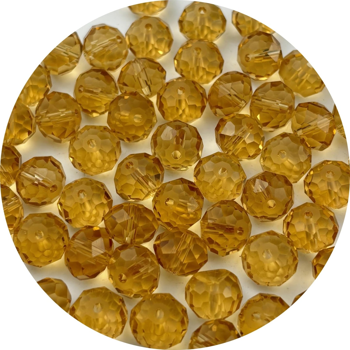 YUEXIGO 150pcs 8mm Crystal Glass Beads for Jewelry Making, Faceted Rondelle Glass Spacer Beads for Wind Chimes Bracelet Earring Necklace DIY Craft(Gold Champagne)