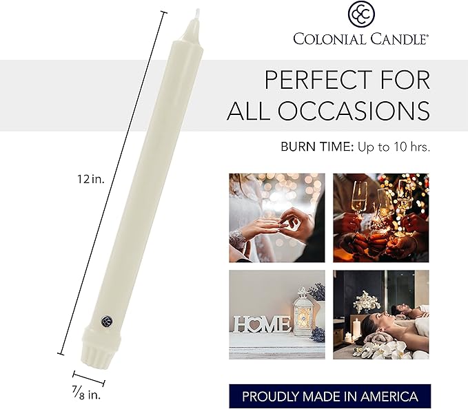 Colonial Candle Ivory Unscented 12 Inch Classic Candles