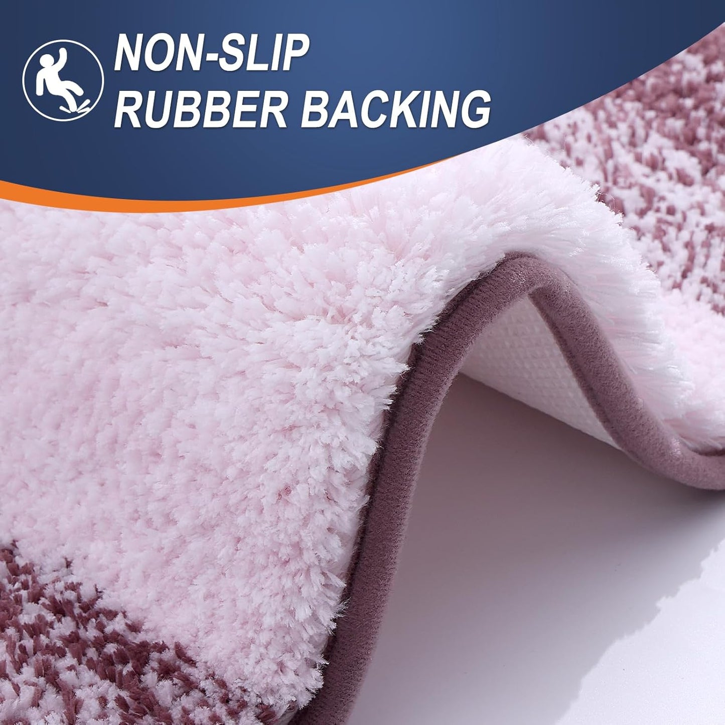 OLANLY Large Bathroom Rugs - Extra Soft Microfiber Mat 54x24 | Quick Dry, Machine Washable, Rubber Backing, Mauve