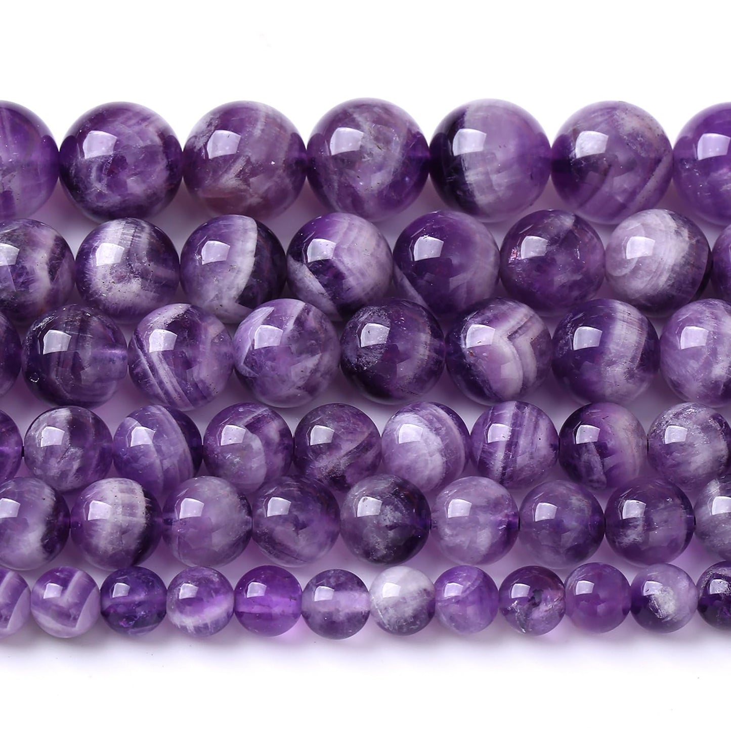 90PCS 8MM Purple Amethyst Dream Lace Beads Natural Quartz Crystal Stone Loose Beads for Jewelry Making DIY Bracelet Grade A+