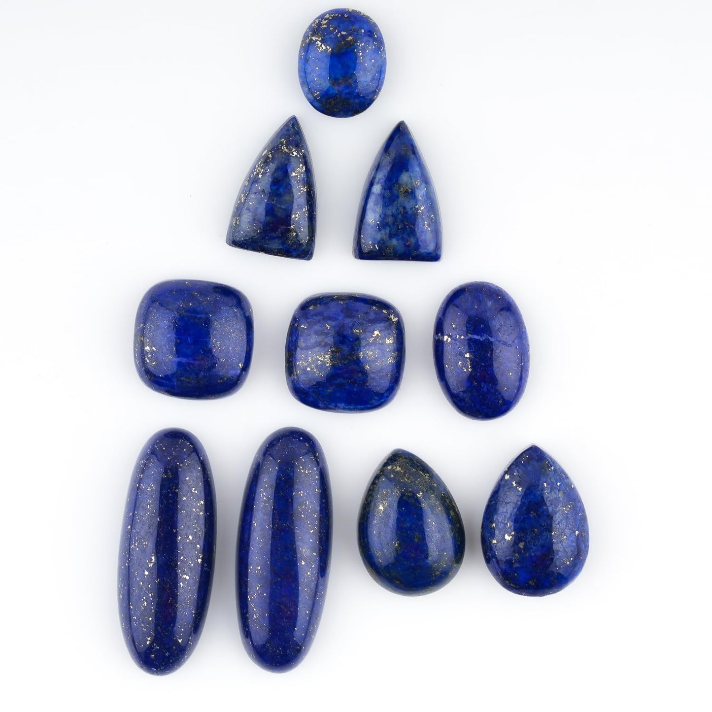 GemSymphony Natural Lapis Lazuli Gemstone Cabochon Pack of 3 Mixed Shapes – Polished Crystal Stones for Jewelry Making Supply, Healing, Reiki & DIY Crafts, Natural Gem Cab Set for Wire Wrapping(10-20 mm)