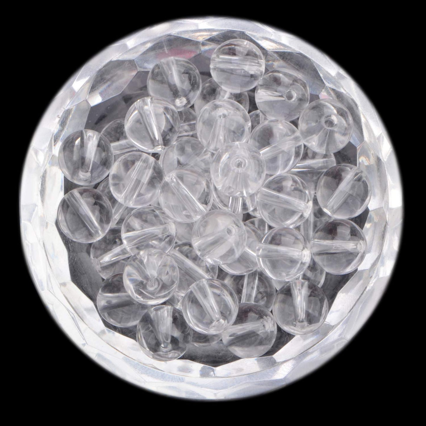 80Pcs Natural Crystal Beads Stone Gemstone Round Loose Energy Healing Beads with Free Crystal Stretch Cord for Jewelry Making (Clear Crystal, 10mm)