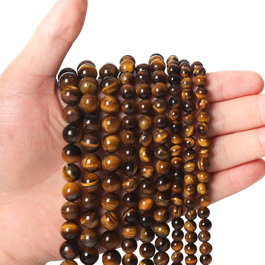 45pcs 8mm Natural Yellow Tiger Eye Gemstone Beads Energy Healing Crystal Round Loose Stone Beads for Jewelry Making, DIY Bracelets Necklaces
