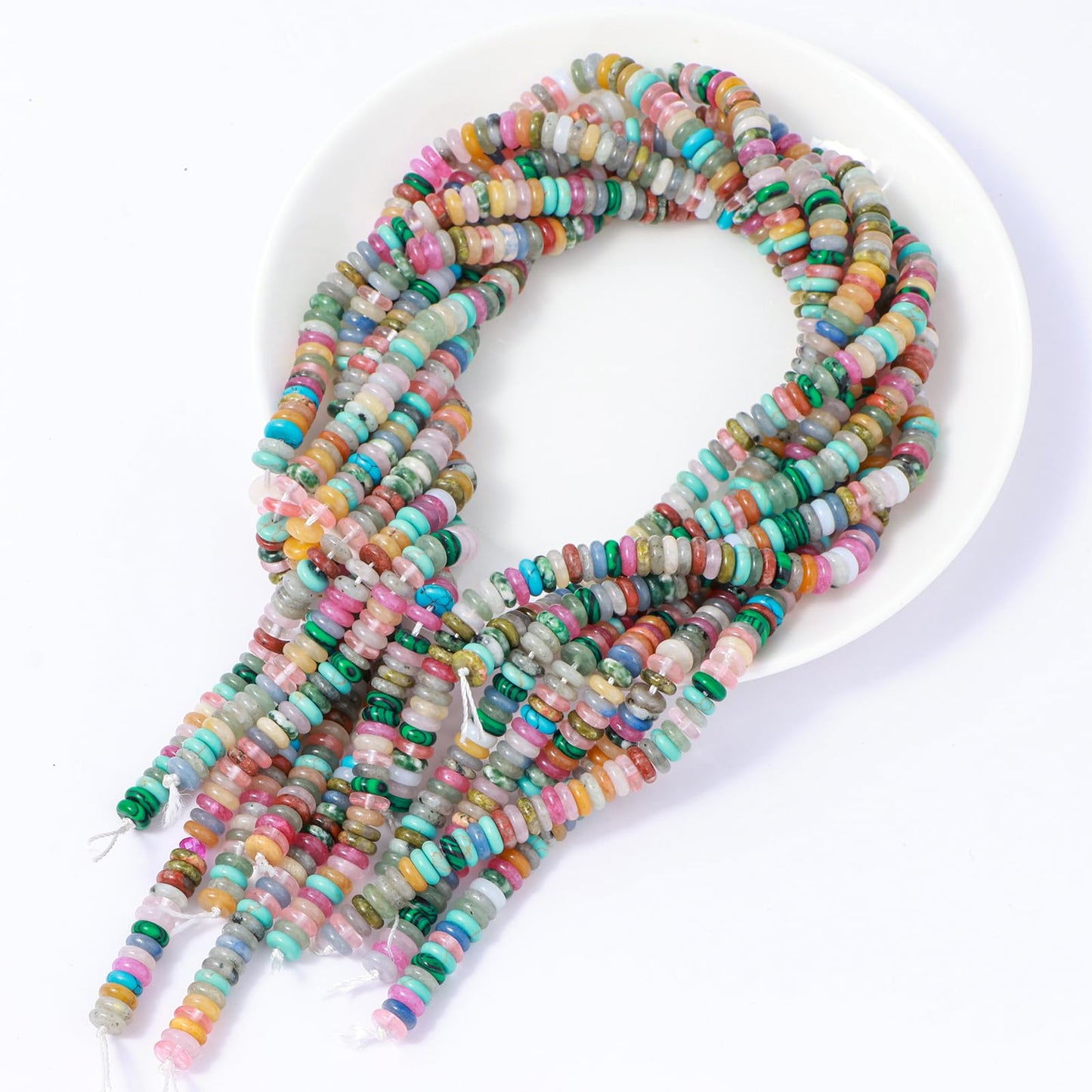 Natural Light Mix Colored Stone Disk Spacer Beads 6x2mm 38cm/str Flat Rondelle Loose Semi Gemstone Caps for Making Bracelets Necklace