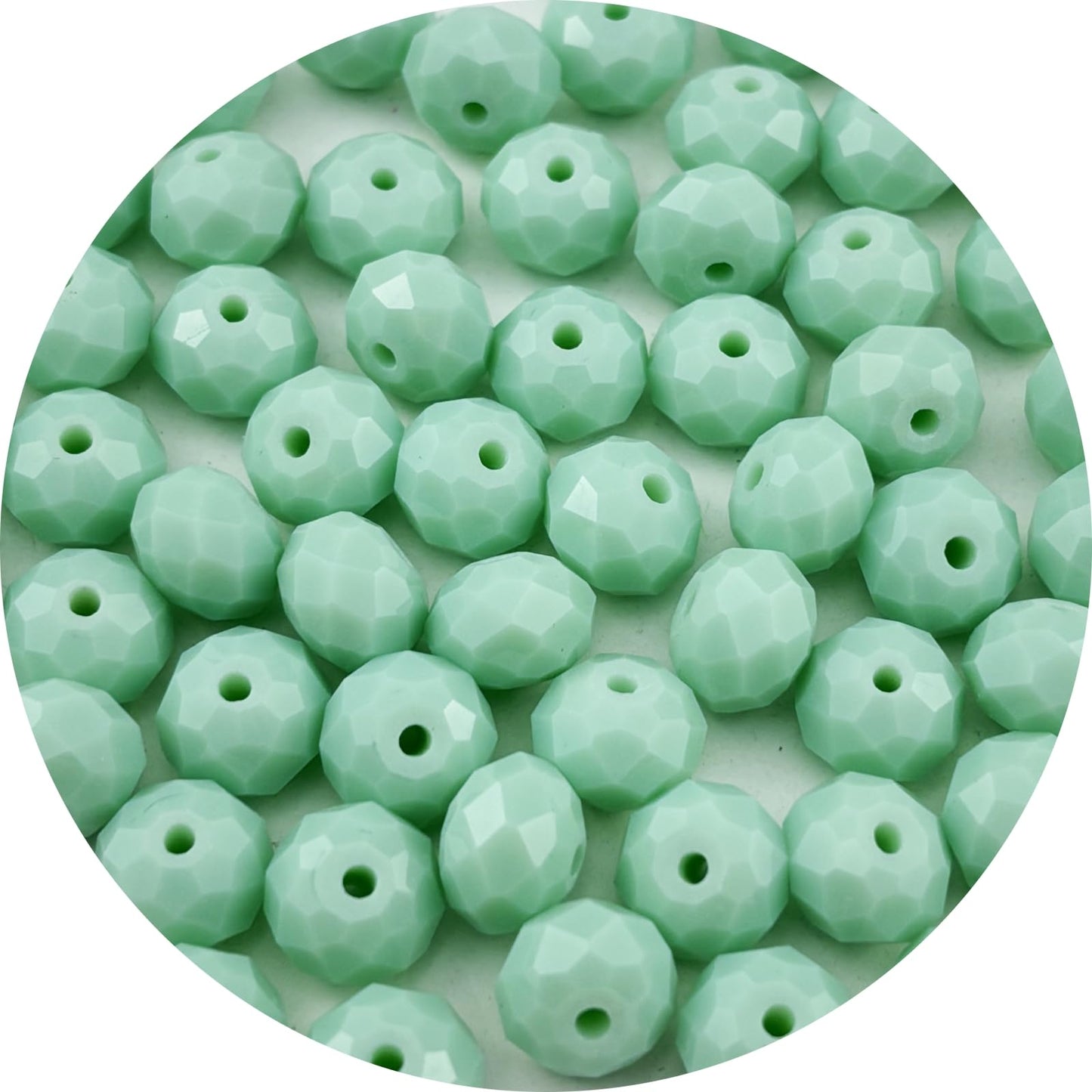 Pinhoollgo 60pcs 10mm Crystal Glass Beads Faceted Rondelle Glass Spacer Beads for Bracelets Necklace Pendants Earrings Key Chains Jewelry Making(Mint Green Porcelain)