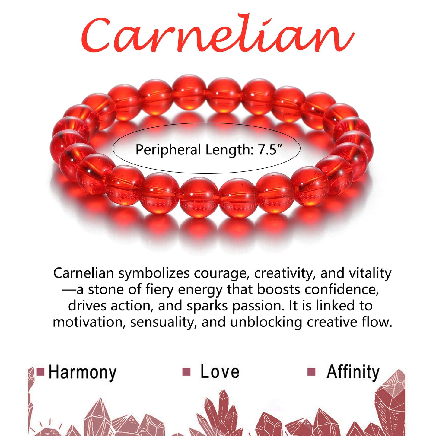 Udolfly Womens Crystal Beaded Bracelets for Women Men Protective Energy Bracelet Natural Gemstone Bead Bracelet 6mm Carnelian