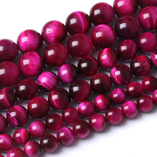 32PCS 12MM AAA Rose Red Tiger Eye Stone Beads Natural Gemstone Bead Crystal Healing Energy Jewelry Making DIY 15 inches