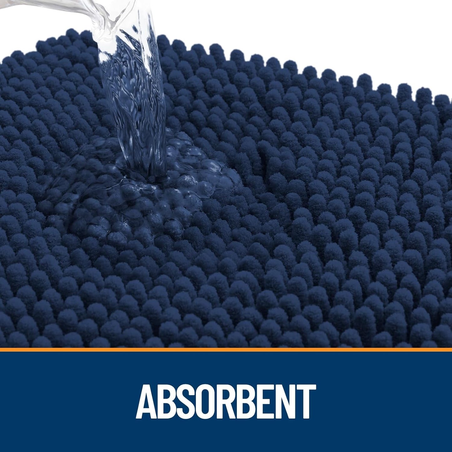 OLANLY Dog Door Mat - Absorbent Non-Slip Chenille Mat for Muddy Paws | 59x24 Inches, Dark Blue