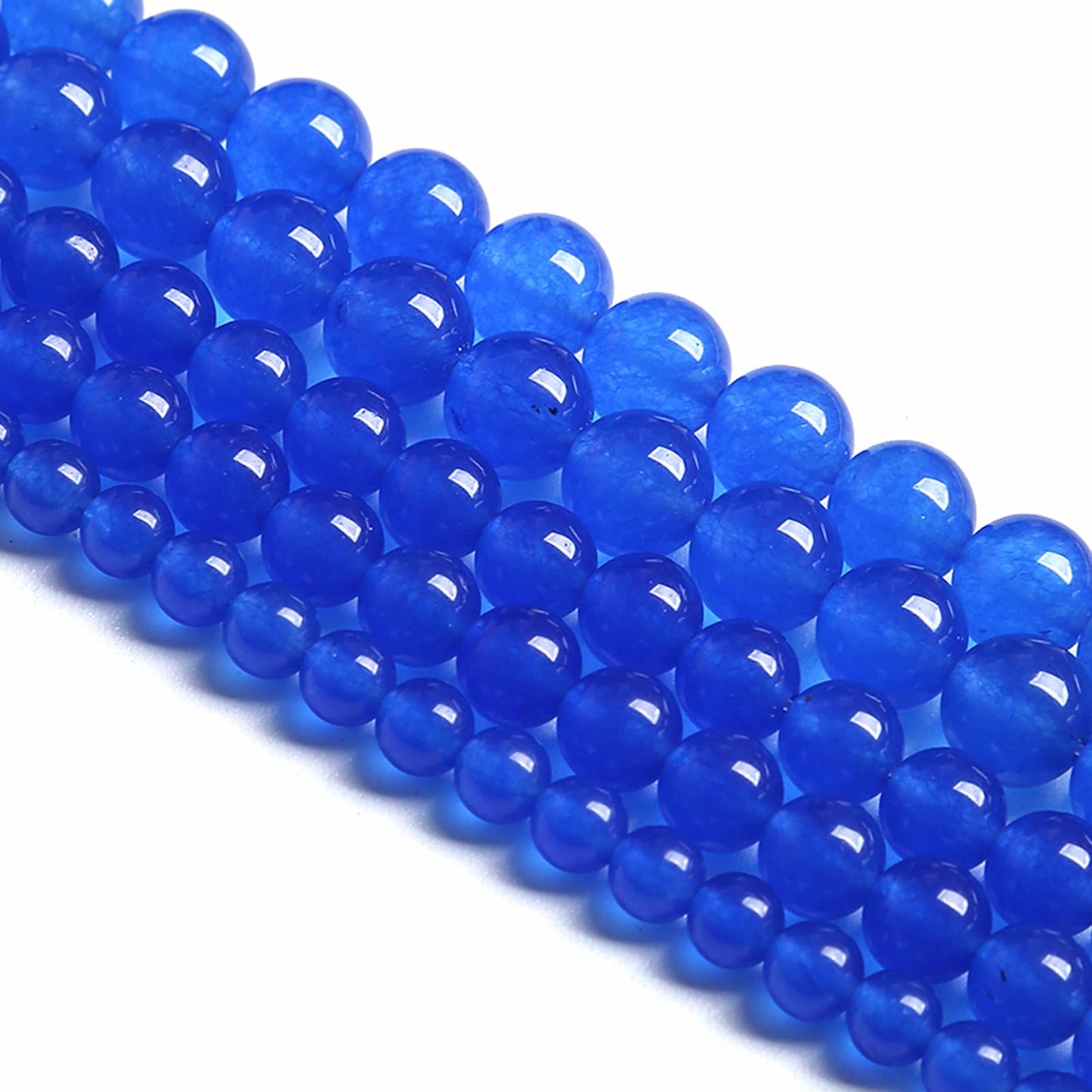 12MM 32PCS Deep Blue Chalcedony Natural Stone Loose Beads for Jewelry Making DIY Bracelet