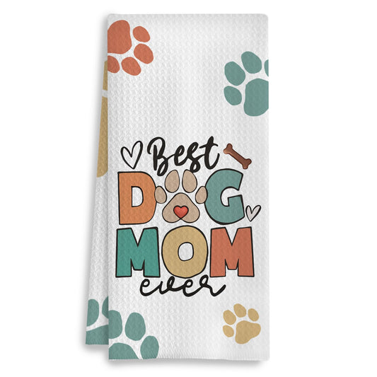 COWEB Dog Mom Gifts Kitchen Towels, Dog Lovers Owners Gifts for Women, Colorful Dogs Paws Hand Towels for Bathroom, 16x24 Inches