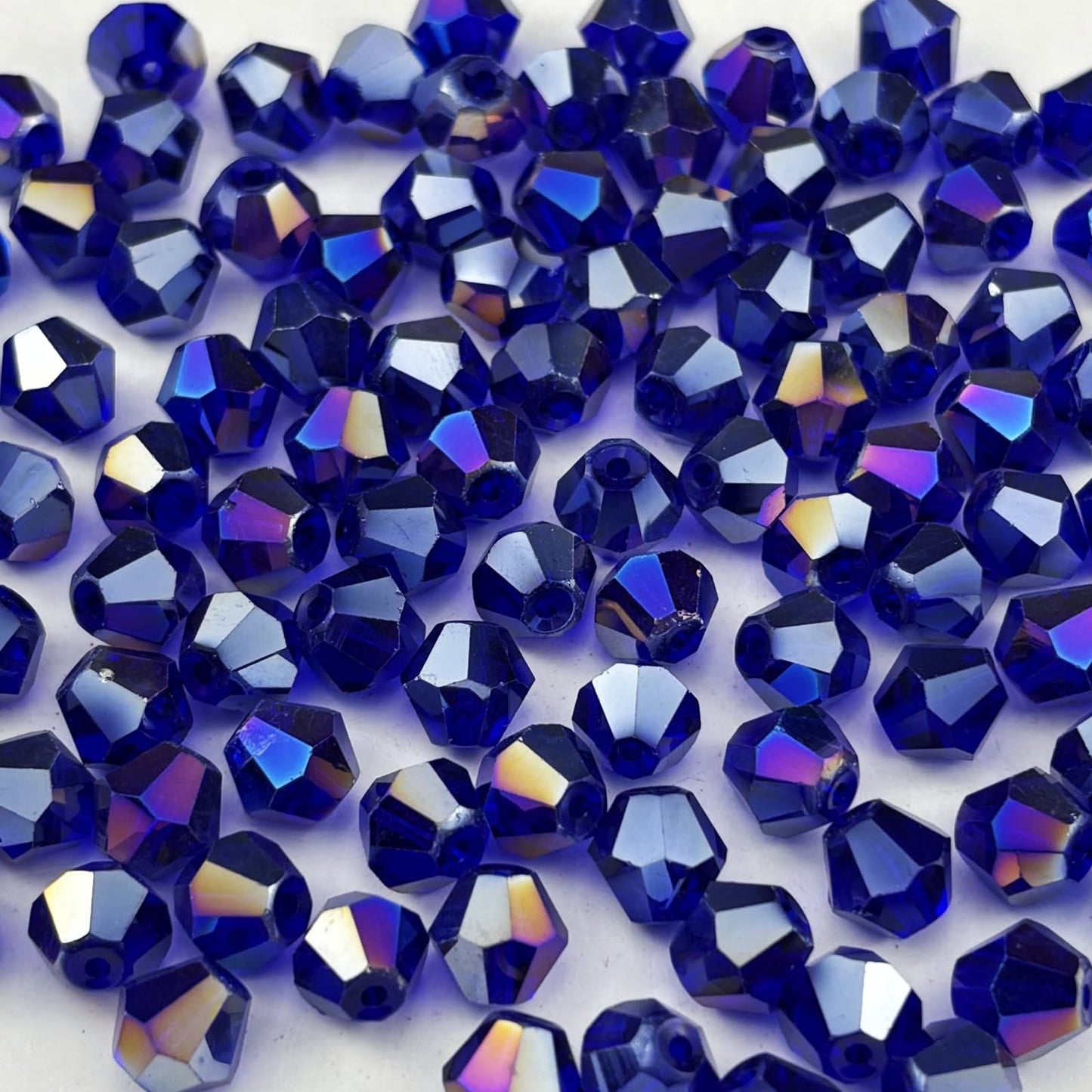 Pinhoollgo 200pcs 6mm Bicone Crystal Glass Beads Faceted Bicone Crystal Beads Bulk Glass Spacer Beads for Bracelets Necklace Pendants Earrings DIY Jewelry Craft Making(Dark Blue AB)