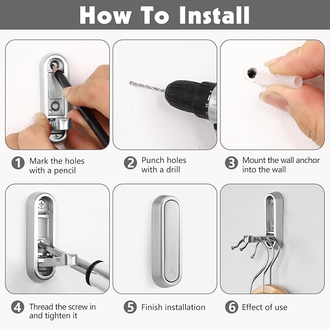 Dntorx Foldable Wall Hook, 40 lbs Heavy Duty Screw Mounted, Aluminum Alloy Flip-Down Silver Coat Hook, Space-Saving Folding Wall Hanger for Bathroom Bedroom Entryway Closet, Includes Screws (4 Pack)