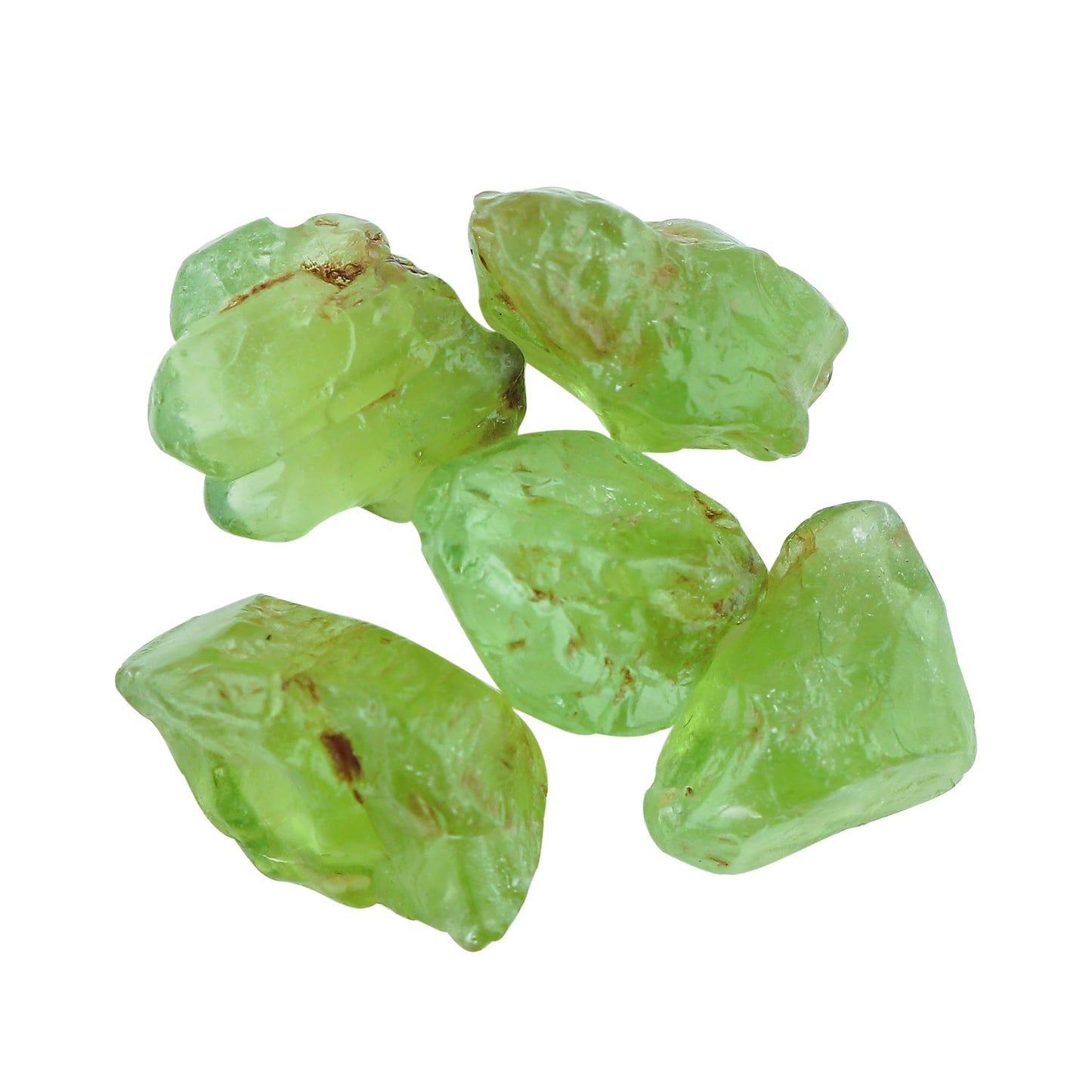 CRYSTALINES 5pcs AAA Grade Natural Raw Afghani Peridot Gemstone, Wholesale Rough Crystals, DIY-Crafts Jewelry Making, Assorted Stones, Bulk Loose Supplies, August Birthstone, Gem Collection