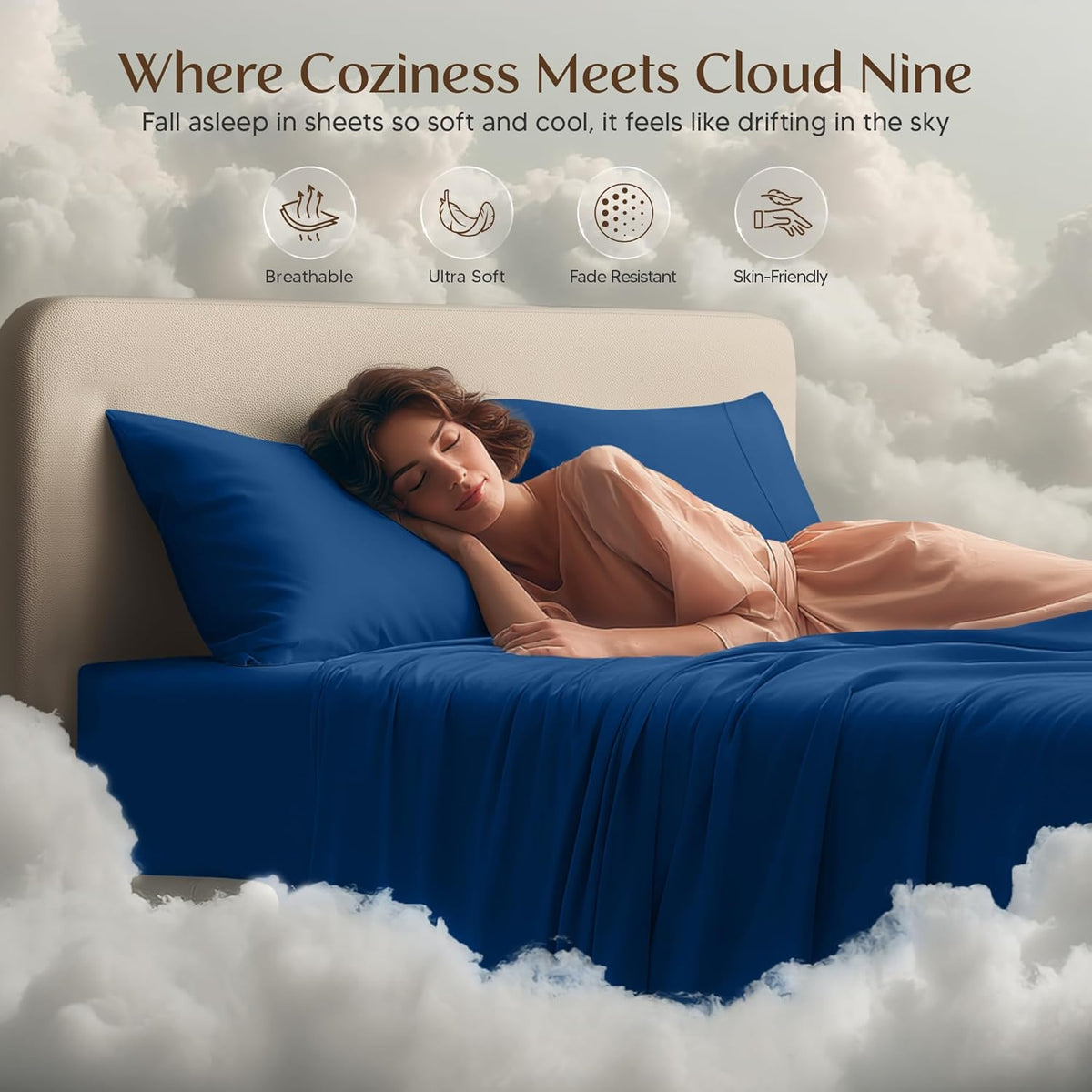 Utopia Bedding Queen Size Sheet Set - Soft, Breathable Microfiber | 4-Piece in Dusk Blue