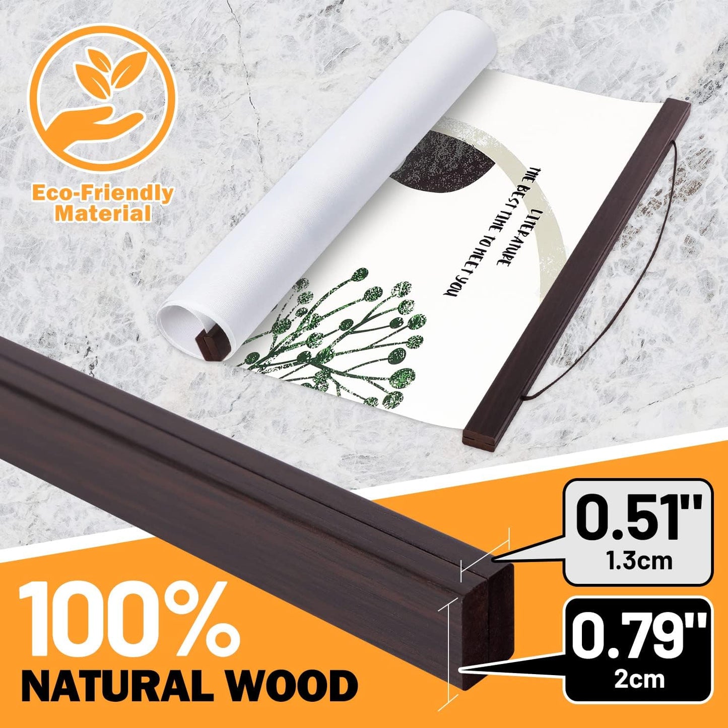 Benjia Magnetic Light Wood Poster Frame - 36x24, 36x48, 36x12 Sizes | Perfect for Canvas Art & Photos - Walnut Finish