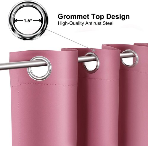 ChrisDowa Small Window Curtains - 40-Inch Grommet Thermal Insulated Room Darkening Panels | Pink (Set of 2)