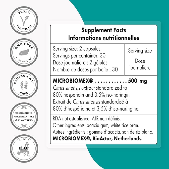 SuperSmart - FlavoFight 500mg per Day (Patented & High Strength) - Citrus Sinensis Extract Supplement - Orange Flavonoids | Non-GMO & Gluten Free - 60 Vegetarian Capsules