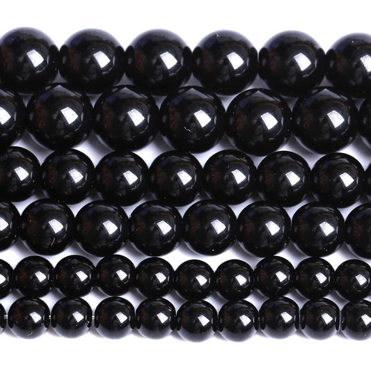 4MM Natural Black Agate Gemstone Beads Round Loose Stone Beads for Jewelry and Bracelets Making 180pcs 2 Strands 32"
