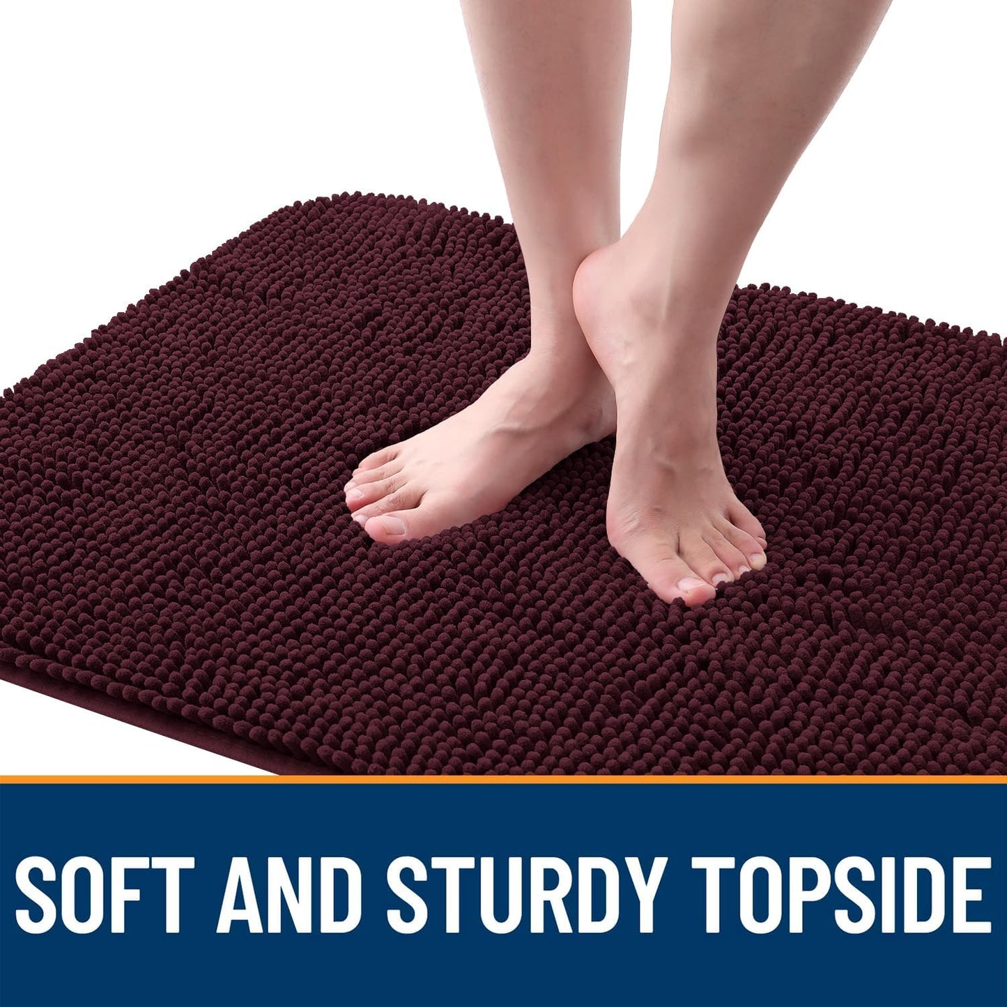 OLANLY Dog Door Mat - Absorbent Non-Slip Washable Doormat for Muddy Paws | 40x32, Quick Dry Chenille, Russet