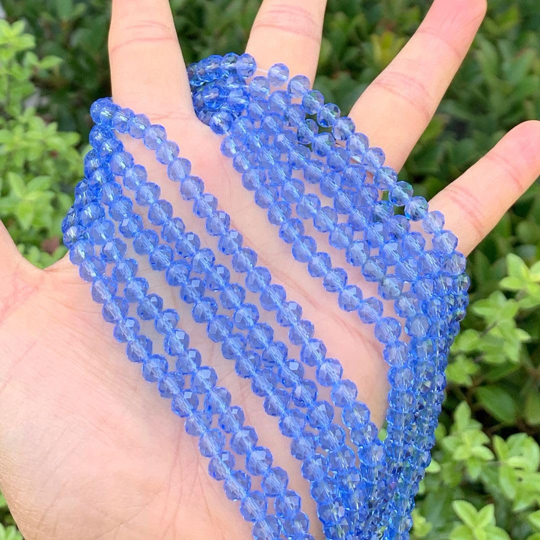 1000pcs Czech Faceted Rondelle Crystal Glass Loose Beads 6mm Spacer Bulk Light Sapphire Blue for DIY Craft Jewelry Making CCR614