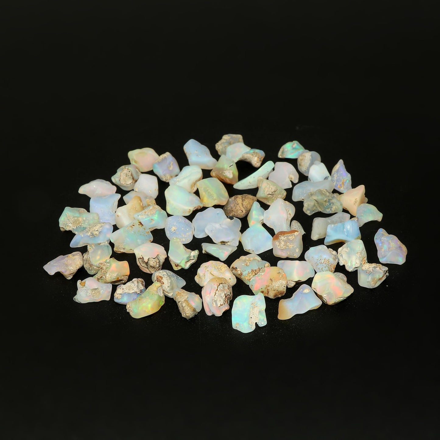 CRYSTALINES (100cts) Natural Raw Ethiopian Opal Gemstone, Wholesale Rough Stones, Loose Supplies, DIY Crafts, Jewelry Making, Mate-Finish Unpolished Stones, Healing Crystals, (Approx 55+pcs)