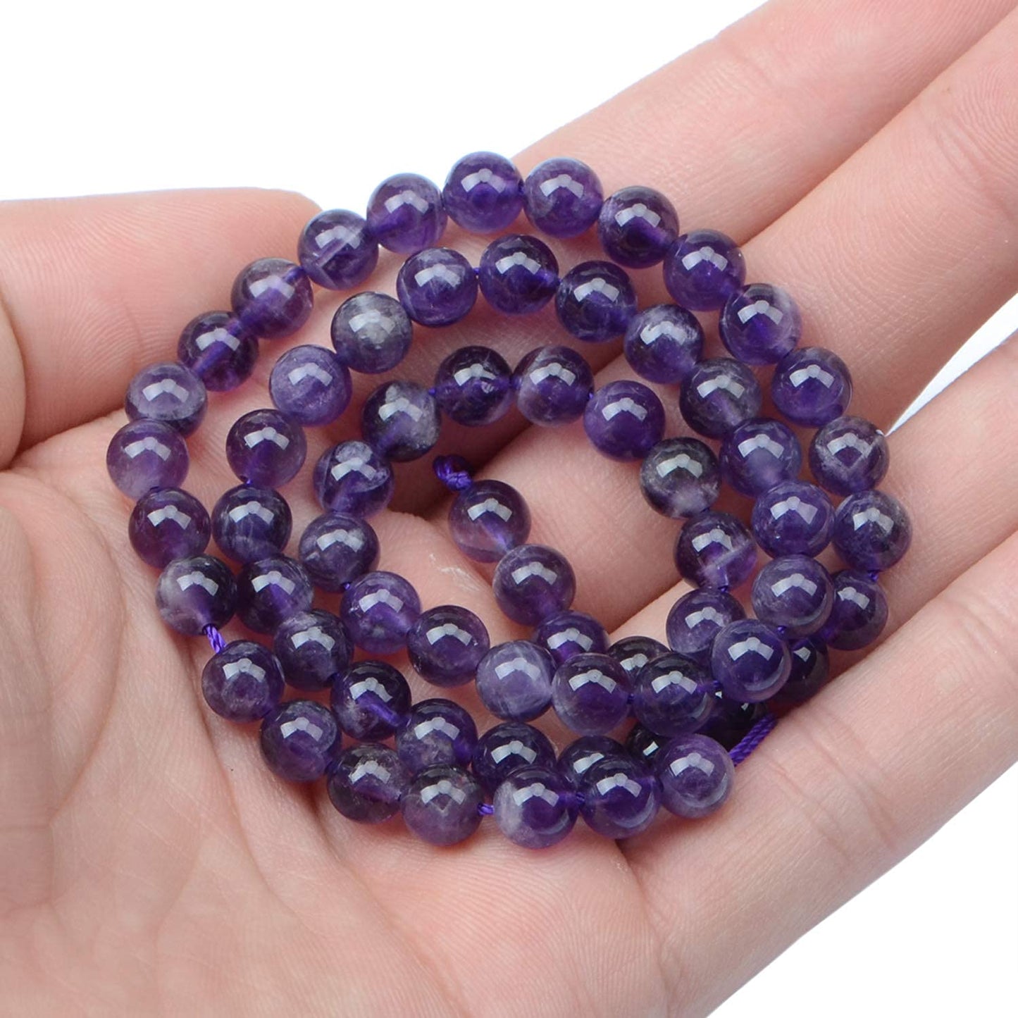 AD Beads Natural Gemstone Round Loose Beads 15" for Bracelet Necklace Earrings Jwelery Making Crafts DIY (6mm, Purple Amethyst)