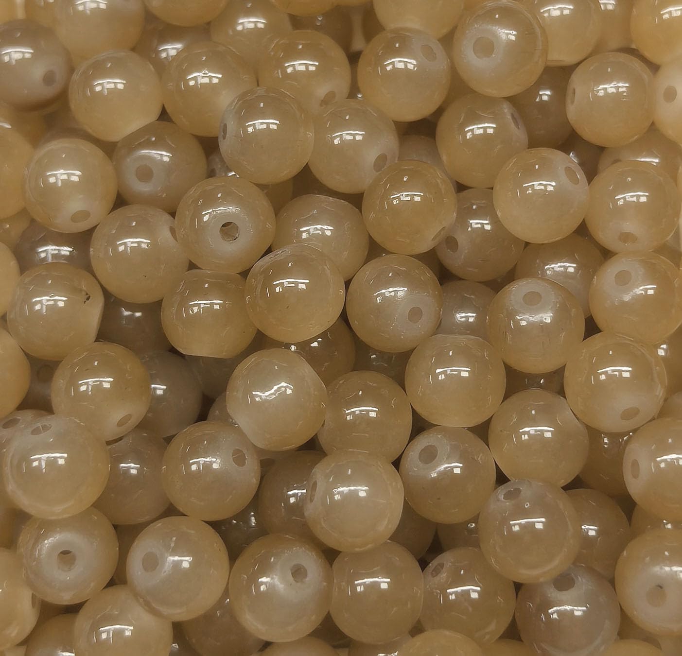 200PCS Glass Beads 8mm Glass Beads for Bracelets Necklaces Jewelry Making DIY Crafts (Brown)