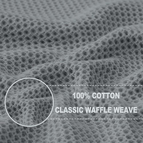 Homaxy 100% Cotton Waffle Weave Dish Towels - Ultra Soft & Absorbent Quick-Drying, 13 x 28 Inches, Grey | 12-Pack