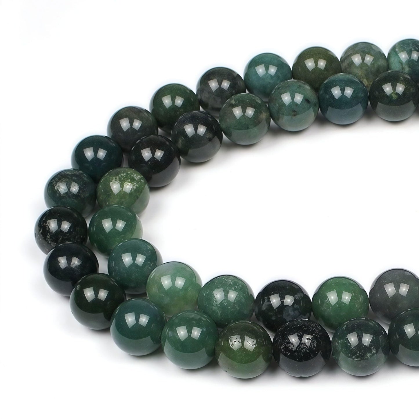 MJDCB Natural Moss Agate Round Crystal Energy Stone Beads Healing Power for Jewelry Making (4mm)