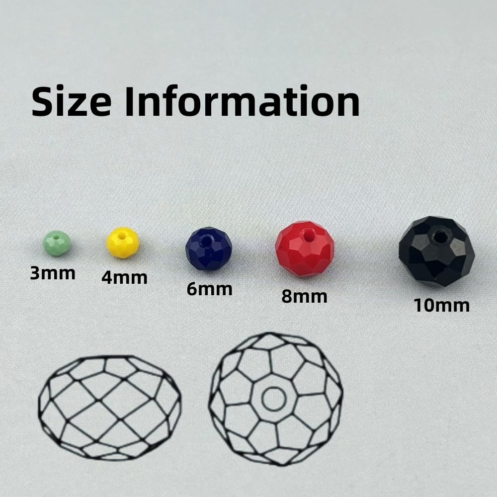 Pinhoollgo 400pcs 4mm Crystal Glass Beads Faceted Rondelle Glass Spacer Beads for Bracelets Necklace Pendants Earrings Key Chains Jewelry Making(Random Colors)