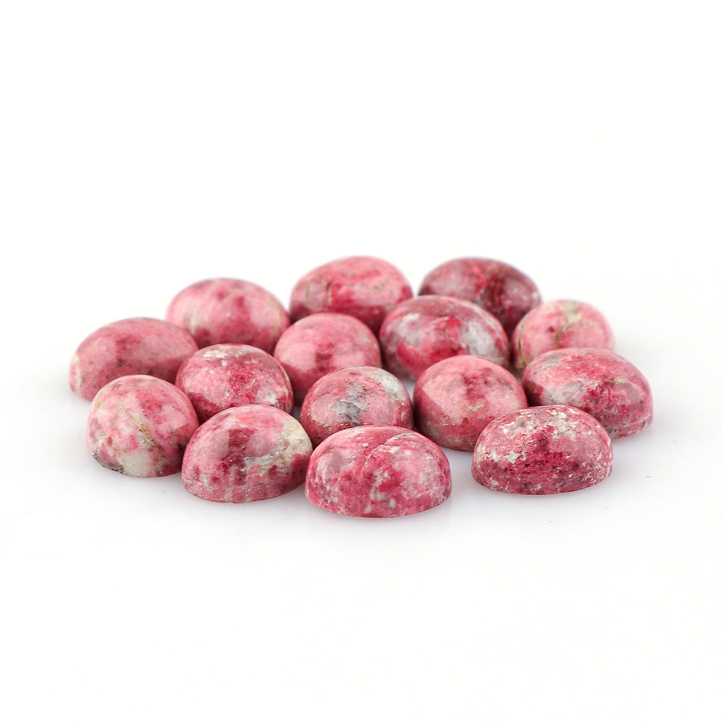 CRYSTALIS Wholesale 15pcs Natural Thulite Loose Gemstone Bulk Cabochons Jewelry Making Supply, Chakra & Healing Polished Stones, Wire Wrapping, DIY, Gem Collection, 10x8mm