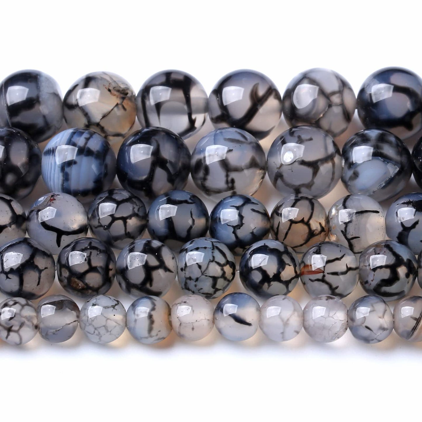 8MM 45PCS Natural Stone Black Dragon Vein Agate Beads for Jewelry Making DIY Bracelet