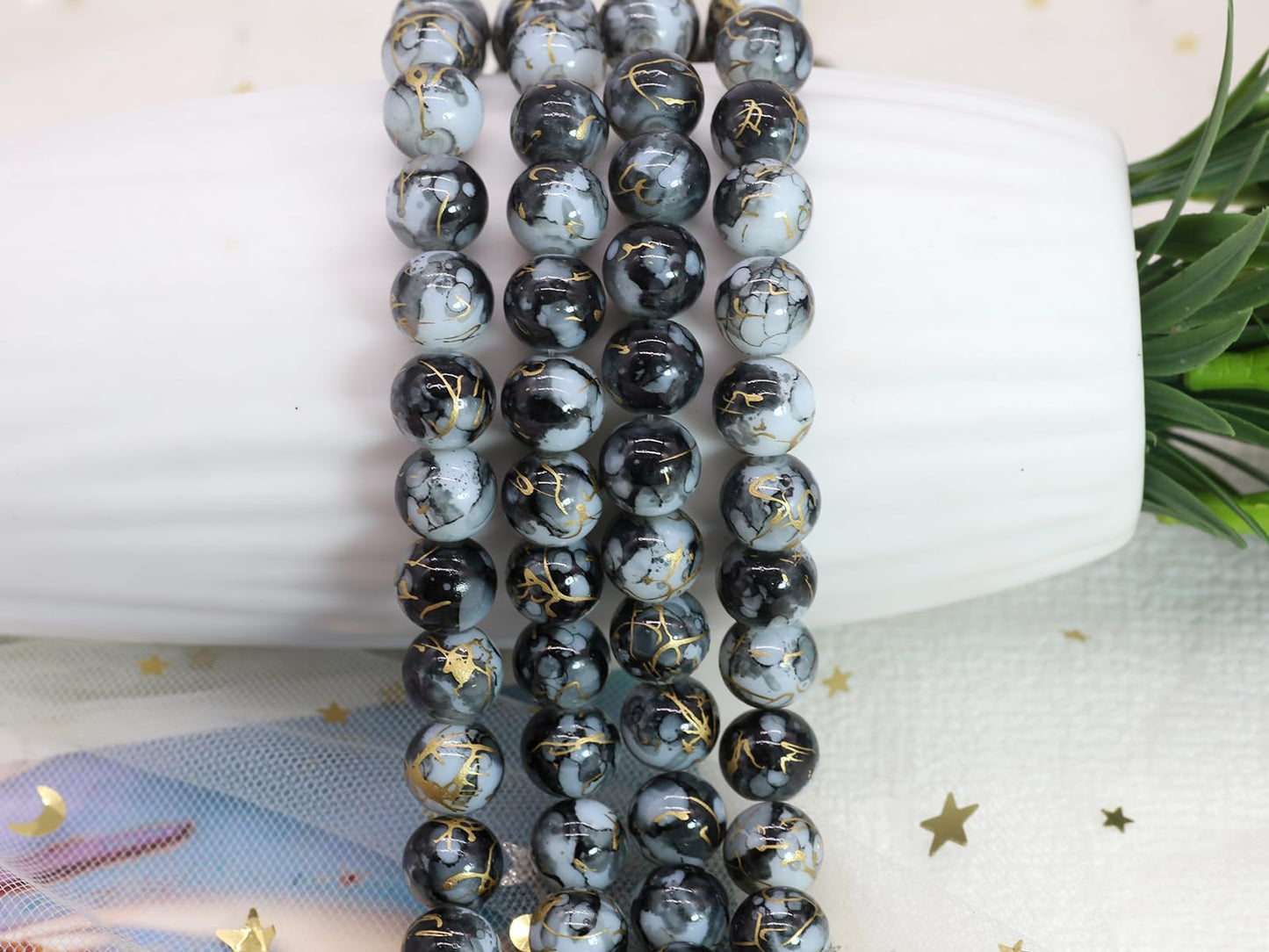 Pamir Tong 300PCS 10mm Glass Beads for Jewelry Making,Round Smooth Beads, Bracelet Space Loose Beads for Earring, Necklaces, DIY Crafts & Gifts-Adult Craft Supplies