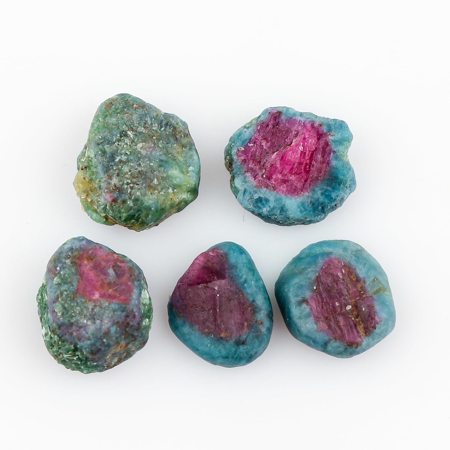 CRYSTALINES 5pcs Wholesale Natural Raw Ruby Kyanite Gemstone, Untreated Rough Slices Stone, Bulk Loose Supplies, DIY Jewelry Making, Assorted Raw Crystals, Birthstone, Gem Collection