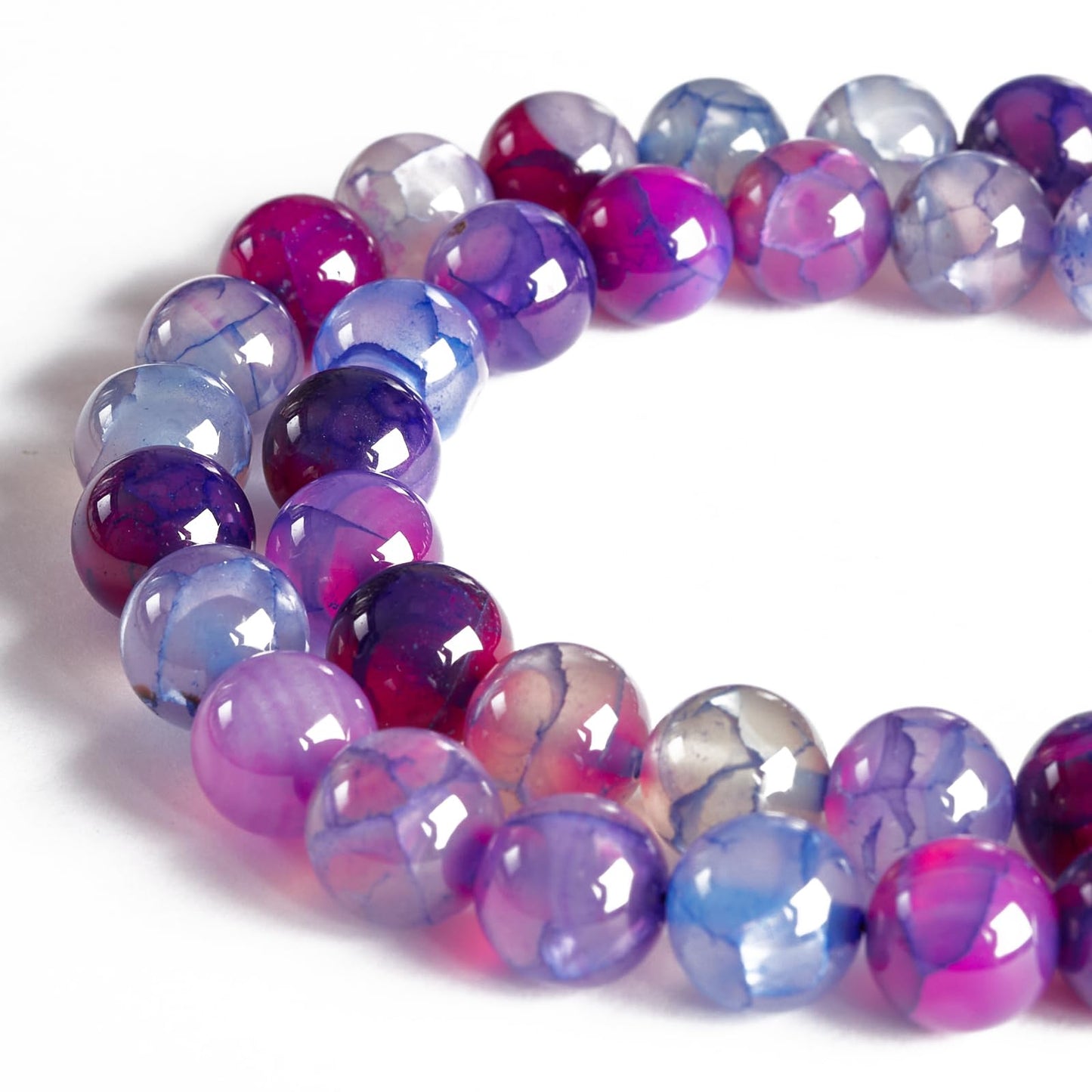 100pcs 10mm Purple Dragon Vein Agate Beads Natural Gemstone Beads Round Loose Beads for Jewelry Making
