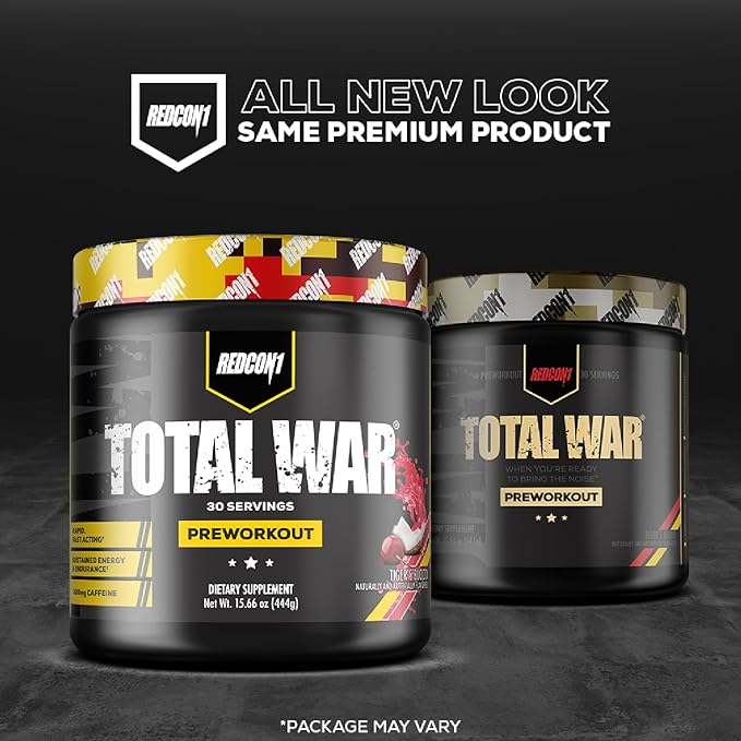 REDCON1 Total War Pre Workout, Sour Gummy Bear - Fast Acting Caffeinated Preworkout for Men + Women with Beta Alanine - Contains Citrulline Malate for Increased Pump, Blood Flow (20 Servings)