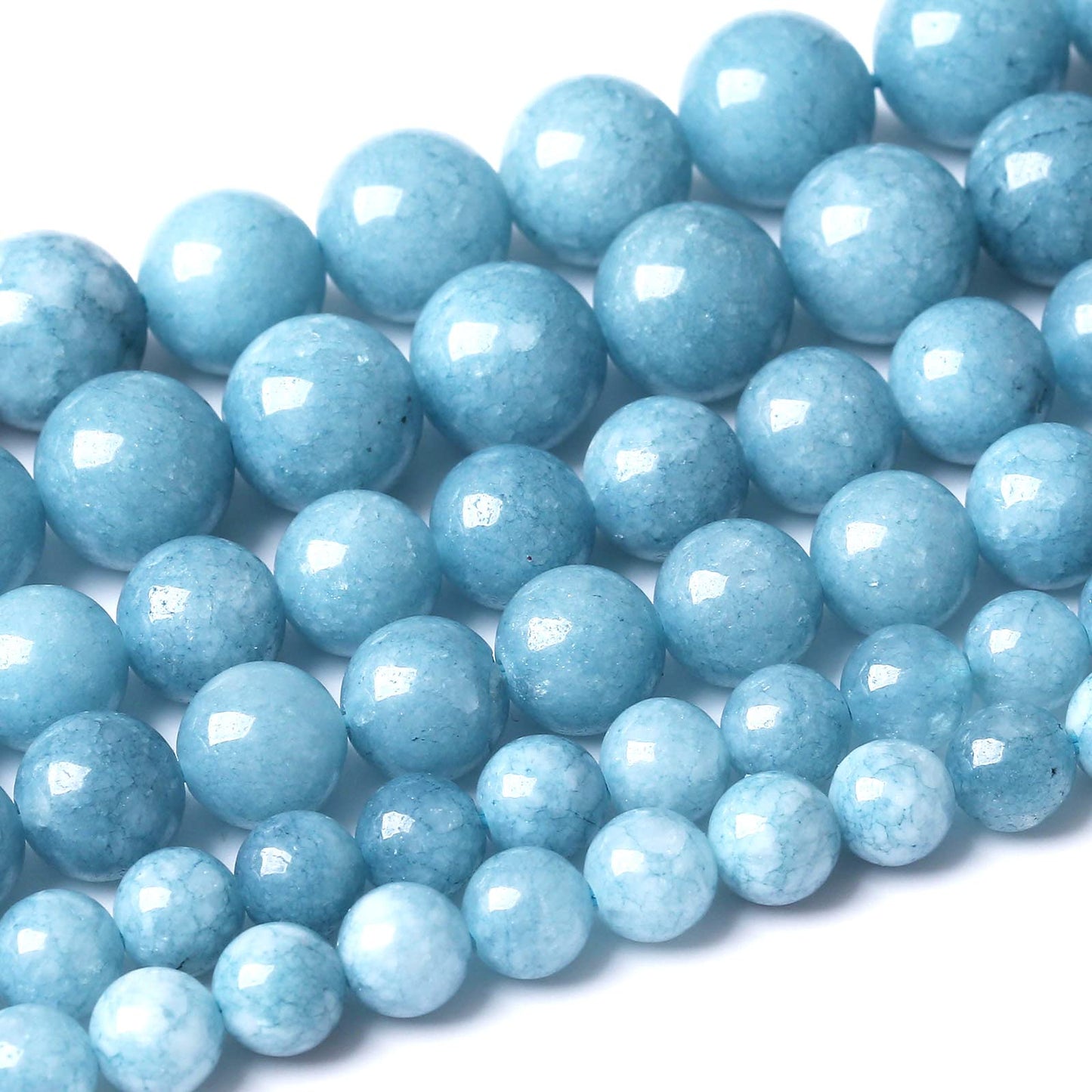 Blue Chalcedony Natural Stone Beads Gems Round Loose Beads Jewelry Making DIY Bracelet Necklace Accessory 1 Strand 36PCS 10MM 15"
