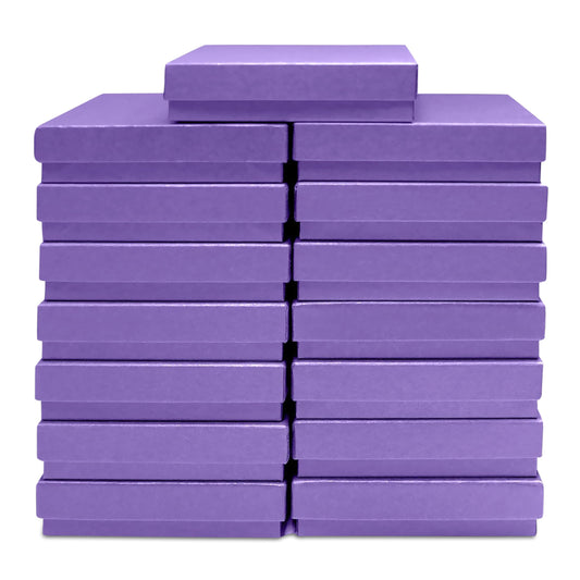 Novel Box 15 Pack Purple Jewelry Gift Box 3.5x3.5x0.87in with Cotton Filled | Cardboard Jewelry Box | Gift Boxes with Lids Made in USA | Boxes for Bracelet Necklace Ring Earrings.