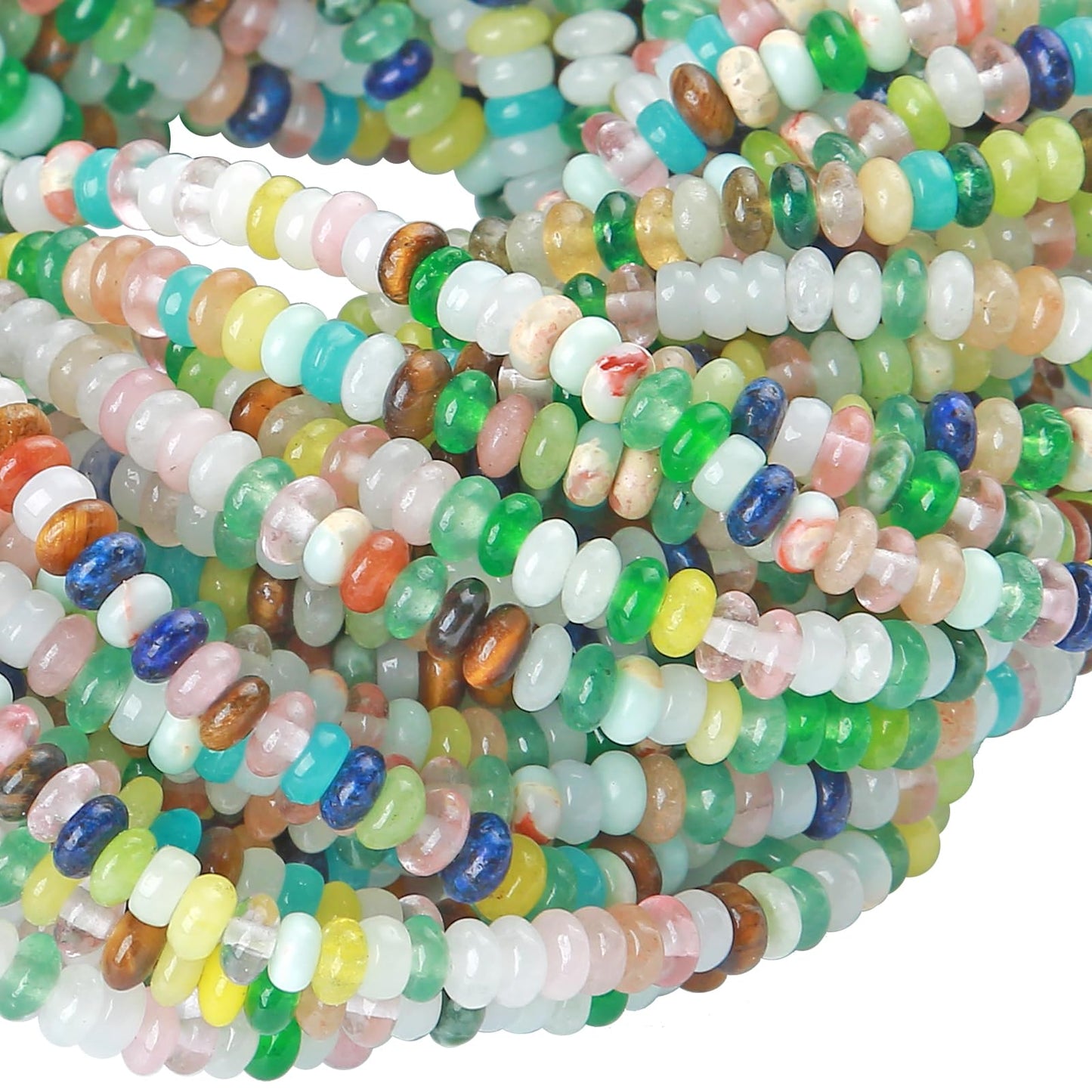 2x4MM 150PCS Colorful Quartz Stone Tube Rondelle Abacus Disk Spacer Loose Beads for Jewelry Making