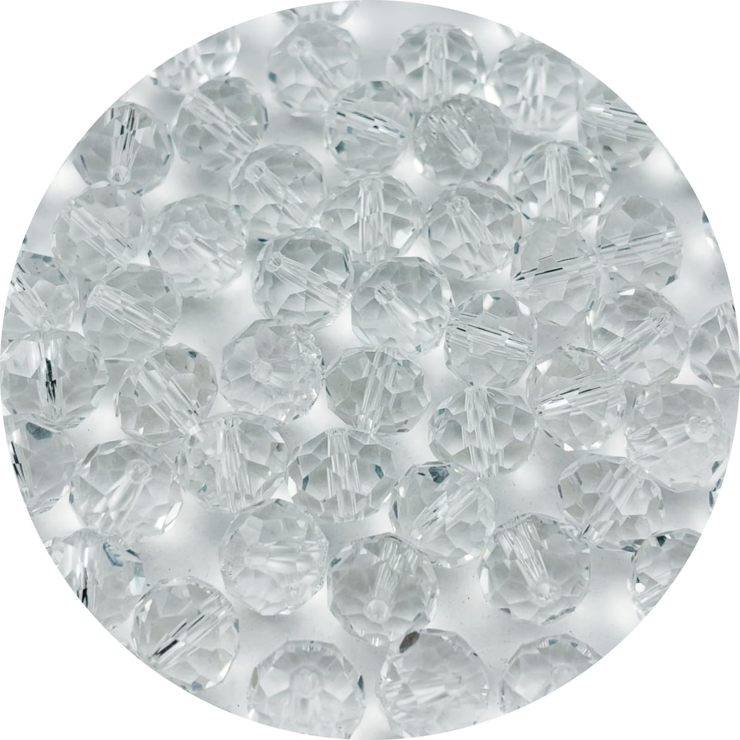 Pinhoollgo 100pcs 8mm Crystal Glass Beads Faceted Rondelle Glass Spacer Beads for Bracelets Necklace Pendants Earrings Key Chains Jewelry Making(Transparent)