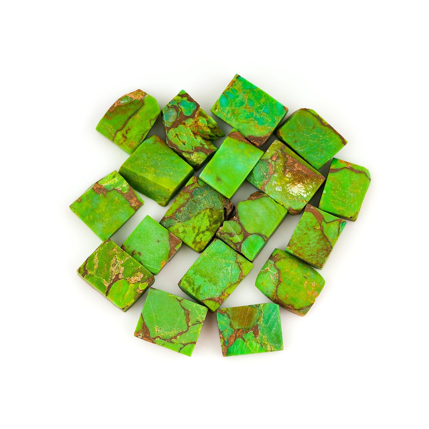 ColouredRocks 50 carats Green Copper Turquoise Crystals, Raw Stones, Rough Gemstones, Jewelry Making Supply, Cabbing, Polishing, Cutting, DIY, Crafts (15+pcs) (8-12mm)