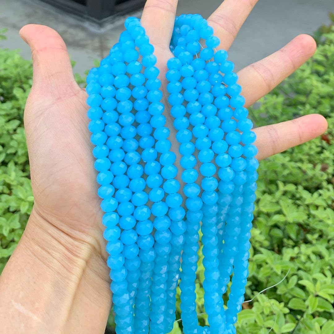 350pcs Czech Faceted Rondelle Crystal Glass Loose Beads 8mm Spacer Bulk Blue Turquoise Opal for DIY Craft Jewelry Making CCR831