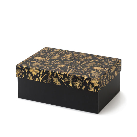 Soul & Lane Decorative Photo Storage Box with Lid, 11.7" × 7.7" × 4.5", Memory Box for Keepsakes, Floral Cardboard Picture Organizer for Mementos and Organization, Golden Twilight