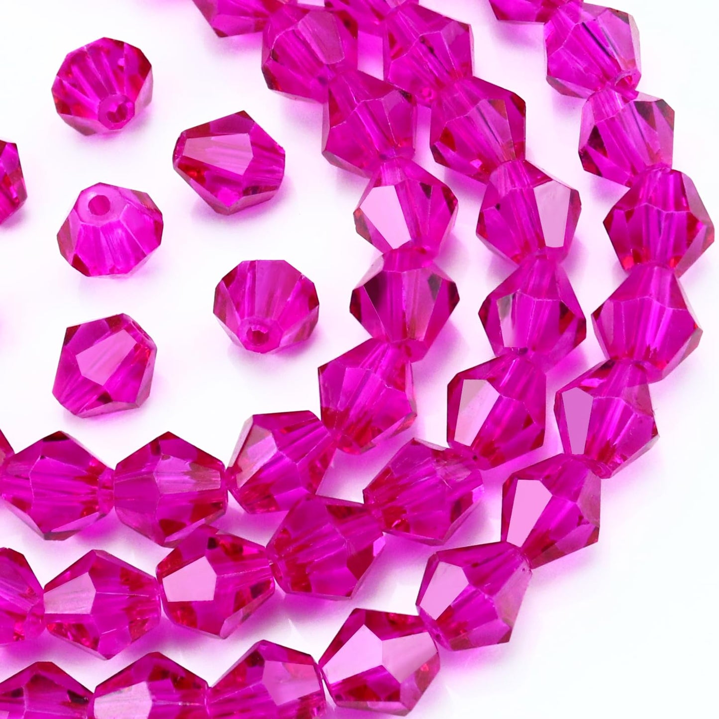 Dowarm 100PCS 8MM Crystal Bicone Beads for Crafts, Jewelry Making, DIY Bracelet, Necklace, Dolls, Wine Charms, Wind Chimes, Suncatchers, Bulk Faceted Loose Glass Beads, Rose