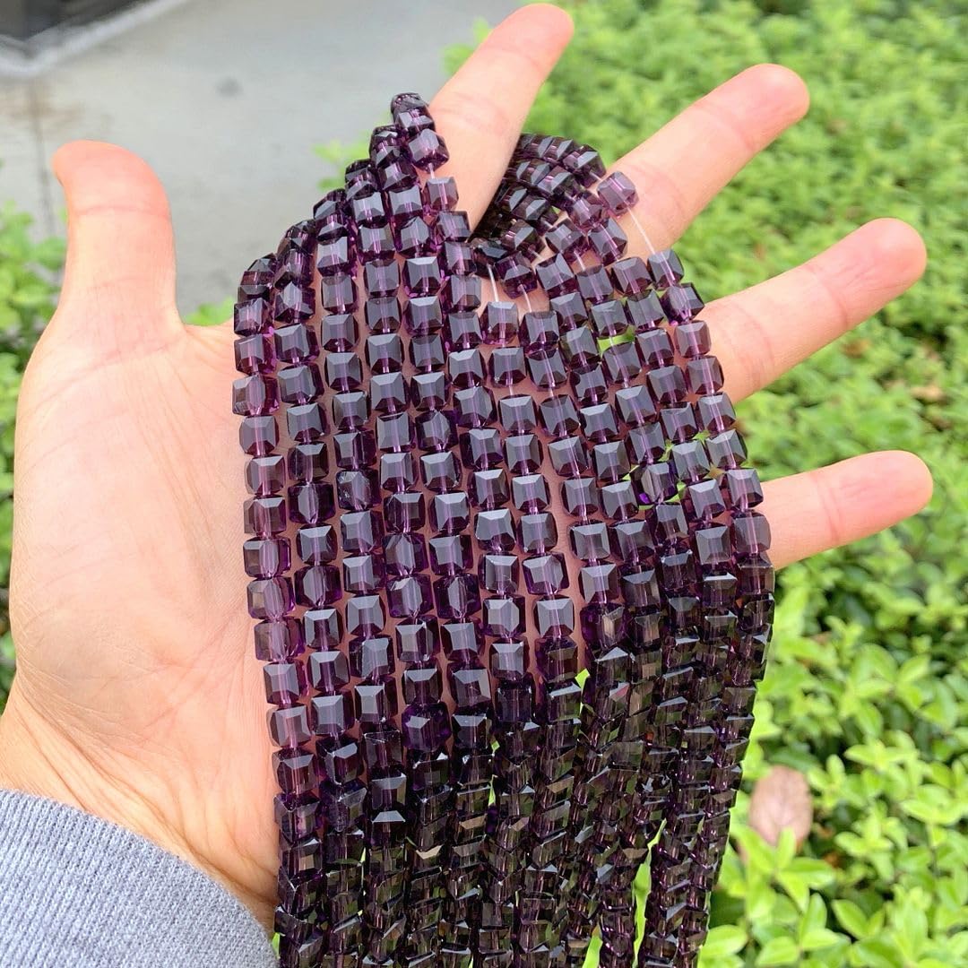 200pcs Czech Faceted Cube Crystal Glass Loose Beads Spacer Bulk 6mm (0.24 Inch) Amethyst for DIY Jewelry Craft Making CCC627