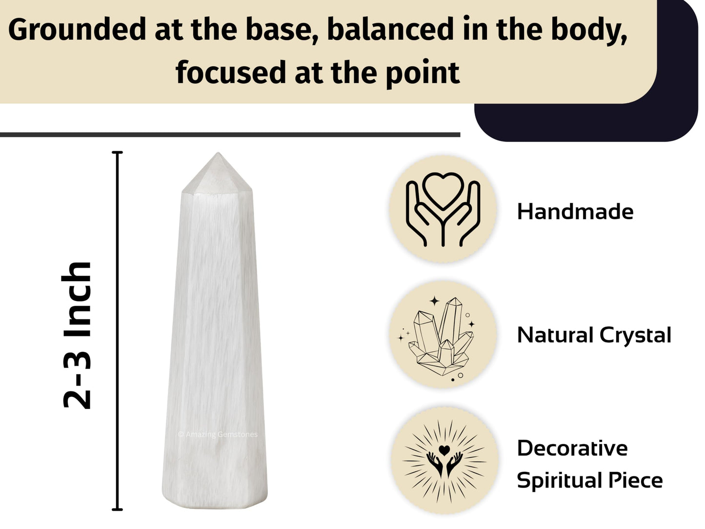 Amazing Gemstone Scolecite Crystal Towers - Natural Healing Crystal Point Obelisk for Reiki Healing and Crystal Grid (2" to 3" INCH)