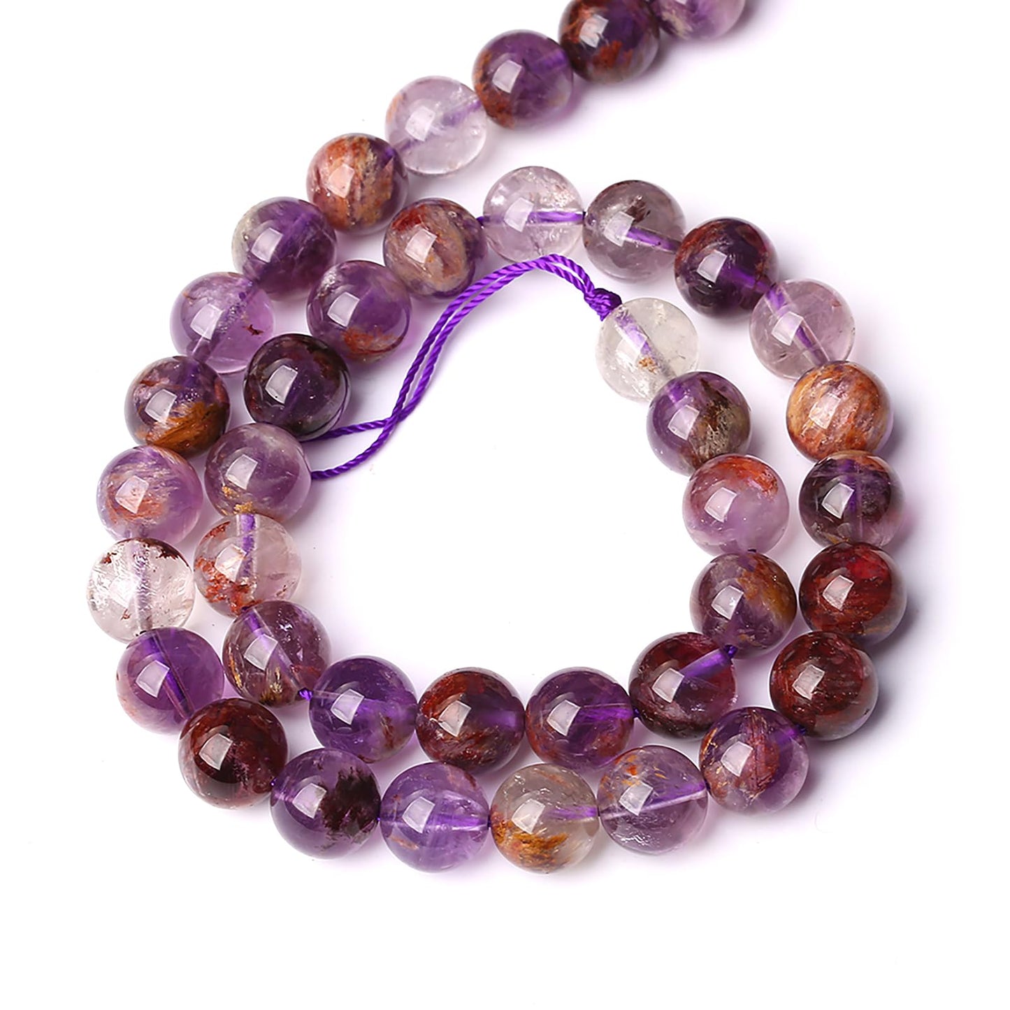 8MM 45PCS Natural Gemstone Purple Ghost Crystal Stone Beads for Jewelry Making DIY Bracelet